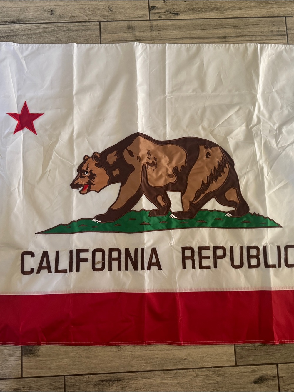 California State Flag - Huge Bear Flag - 36” x 58” White, Red, Brown, Green
